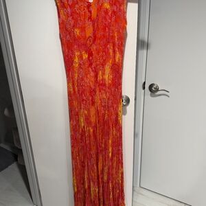 American Vintage Vibrant Red and Yellow Maxi Dress